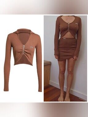 CS Fight Club Csfc Svndz Street Cinnamon Cocoa Ribbed Casual Skirt Set s m